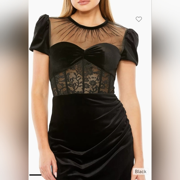 Mac Duggal Lace-Embellished Bustier Midi-Dress Size 10 - Picture 2 of 4